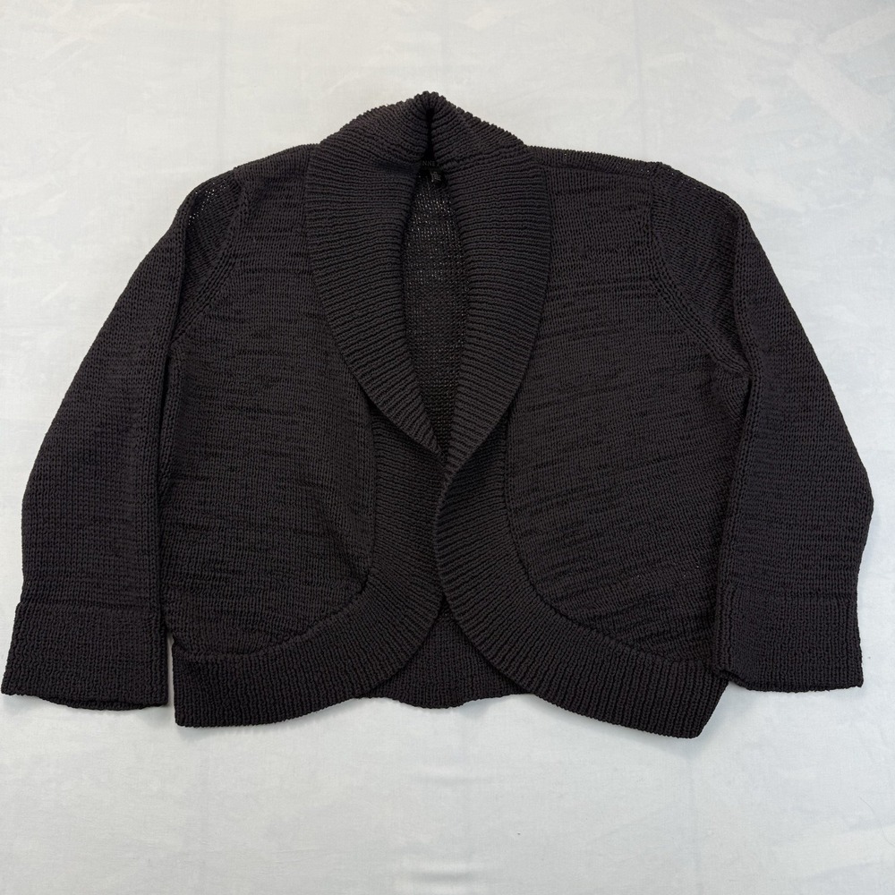 Anne Klein New York Cardigan Sweater Womens XL Black Knit Long Sleeve Open Front